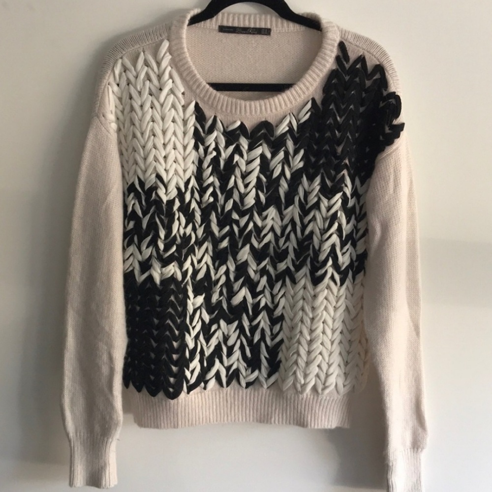 Zara knit woven blush sweater